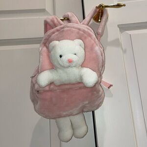 Child’s plush backpack with built-in Teddy